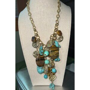 Howlite & Tiger Eye Charm Necklace -- 18"